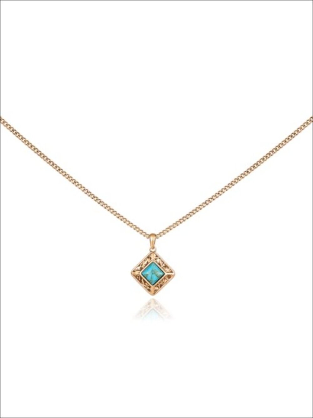 Wrangler Turquoise Pendant Necklace Western Silver 14K Gold Plated